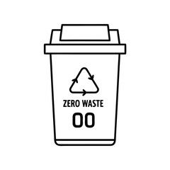 Zero Waste Bin Illustration with Recycle Symbol for Environmental Awareness Design