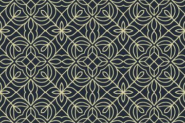Intricate golden art nouveau pattern on dark background