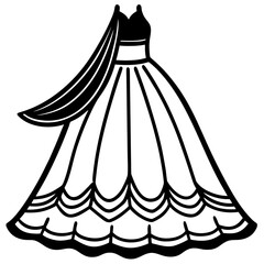 Lehenga Sketch – Minimal Art Vector