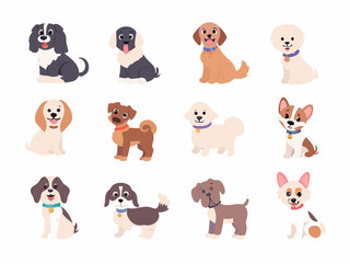set of funny cartoon dogs