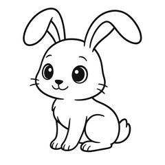 Fototapeta premium Cute bunny rabbit cartoon illustration sitting with big ears and whiskers