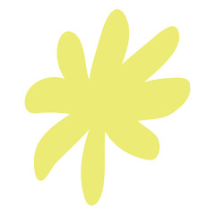 Freeform yellow hand-drawn shape resembling a stylized flower or splash, perfect for playful, abstract, or decorative designs.
