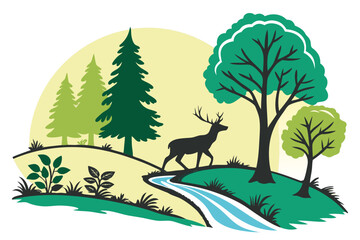 vector illustration of a deer