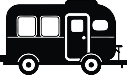 camping car or trailer for camping black silhouette vector illustration