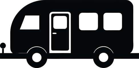 camping car or trailer for camping black silhouette vector illustration