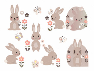 set of easter bunny