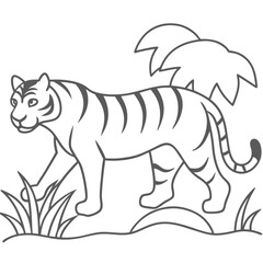 Obraz premium tiger outline illustration