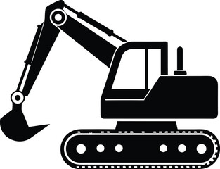 excavator black silhouette vector illustration,excavator icon