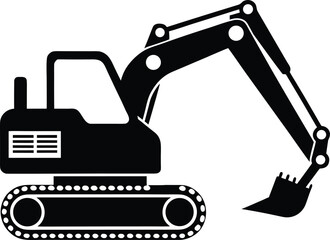 excavator black silhouette vector illustration,excavator icon