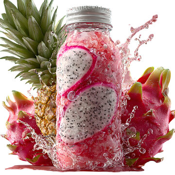 Realistic Professional Clean 3D dragonfruit pineapple tro  PNG cutout, digital asset, ideal for advertising and branding, graphic design, digital download, HD resource, content creation