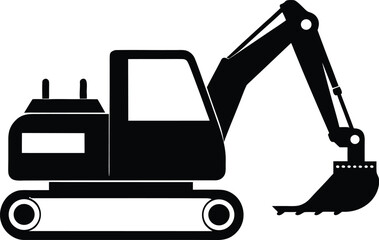excavator black silhouette vector illustration,excavator icon