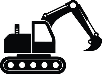 excavator black silhouette vector illustration,excavator icon