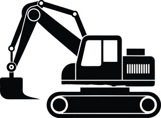 excavator black silhouette vector illustration,excavator icon