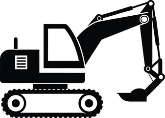 excavator black silhouette vector illustration,excavator icon