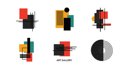 Abstract Geometric Art Gallery Themed Vector Elements with Modern Shapes and Lines