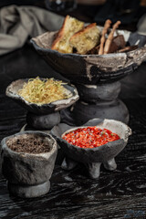 food served in ancient background