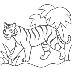 Obraz premium tiger outline illustration