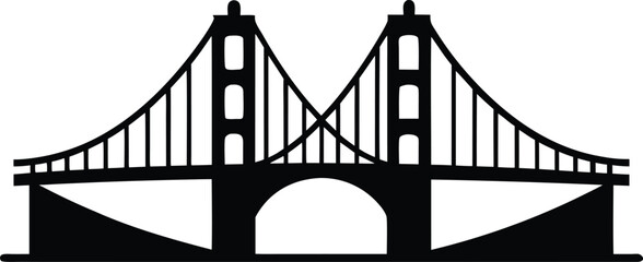 Golden gate bridge   black silhouette vector illustration,Golden gate bridge    icon