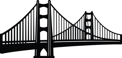 Golden gate bridge   black silhouette vector illustration,Golden gate bridge    icon