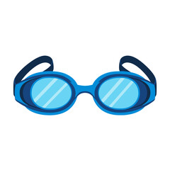 Fototapeta premium Pair of Blue Swimming Goggles with Clear Lenses.