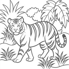 Obraz premium tiger outline illustration