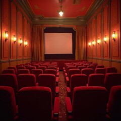 Fototapeta premium cinema auditorium with red chairs