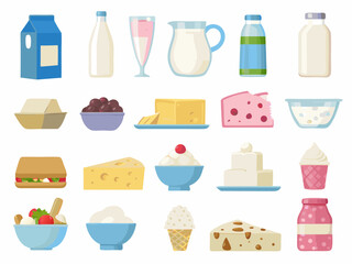 set of dairy products