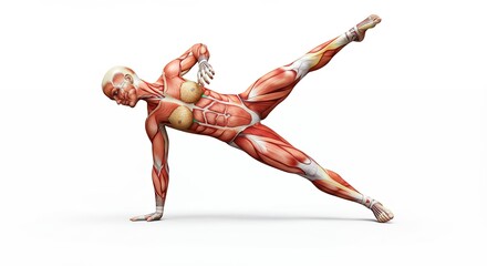 Anatomical illustration of woman in side plank exercise