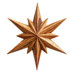 Wooden point star on transparent background