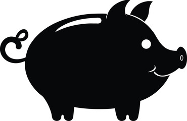 Piggy bank black silhouette vector,Piggy bank icon vector