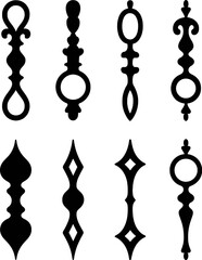 Ornate decorative elements with varied shapes and openings black white