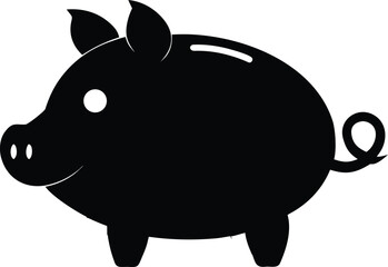 Piggy bank black silhouette vector,Piggy bank icon vector