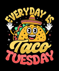 Taco T-Shirt Graphic Design – Funny Food Illustration for POD Apparel, Mugs, Stickers, and Gifts