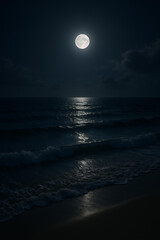 Stunning ocean beauty at night with sparkling waves and moonlight