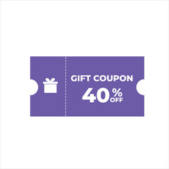 Gift Coupon Ticket – 40% Off Discount Voucher Design

