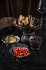 food served in luxurious antient background