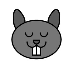 Cartoon Gray Rodent Head with Big Teeth