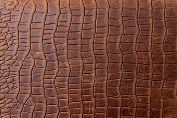 crocodile, alligator brown skin background genuine leather texture background.