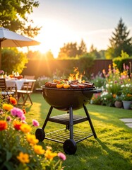Backyard BBQ at sunset (1)