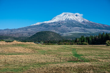 Mount Shasta in northern California with blue sky
