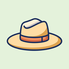 Stylish Panama Hat with Orange Band on a Pale Green Background
