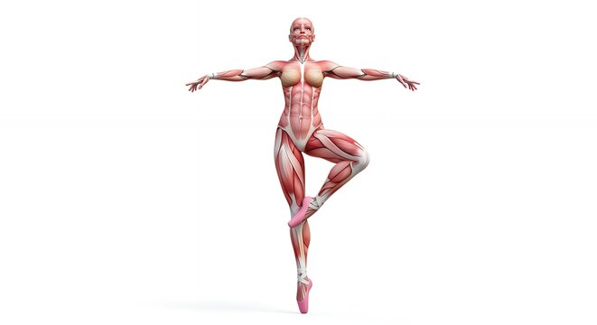 Human female musculature model - Powered by Adobe