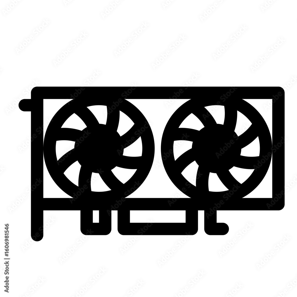 Fototapete Desktop computer graphic card icon. Two fans. PC hardware component. Outline style. 48x48 px