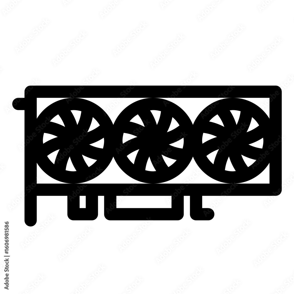 Fototapete Desktop computer graphic card icon. Three fans. PC hardware component. Outline style. 48x48 px