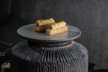 Food being served in luxurious ancient background