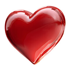 Red Glass Heart, Shiny, Isolated. Background is plain for easy editing or use