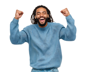 Joyful man celebrates success!