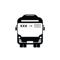 Minimalist public bus icon illustration, Land Transportation Silhouette Icon, Station Stop Sign for Public Transportation, isolated bus front view sign