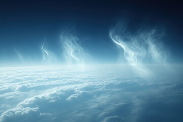 Cloud formations dance gracefully in the azure sky at twilight