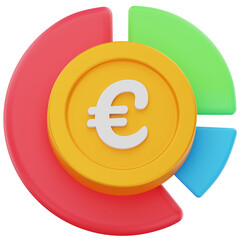 3D Render Financial Chart with Euro Coin